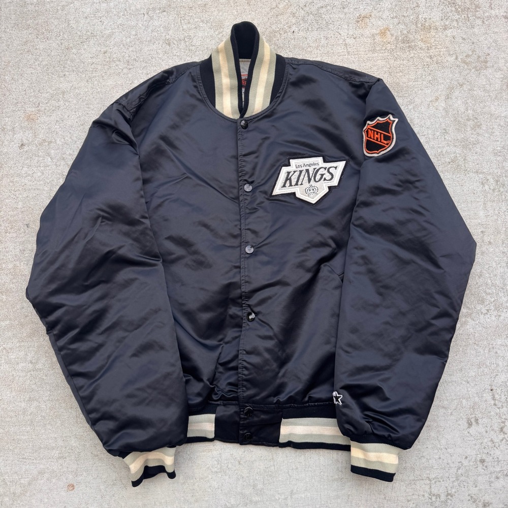 Vintage‎ Starter Los Angeles Kings NHL Satin Varsity Bomber Jacket Black X 90sL - Picture 11 of 11